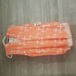 Sleeveless Coral Cross Print Top